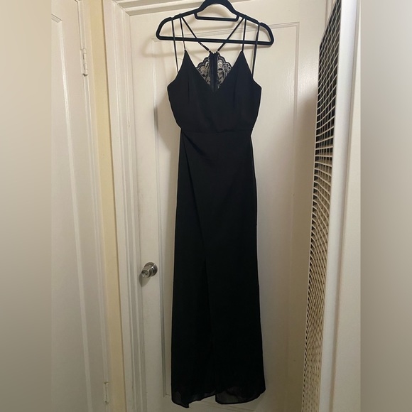 Lulu’s Story of A Starry Night Maxi Dress Empire Waist front slit racerback - Picture 12 of 16